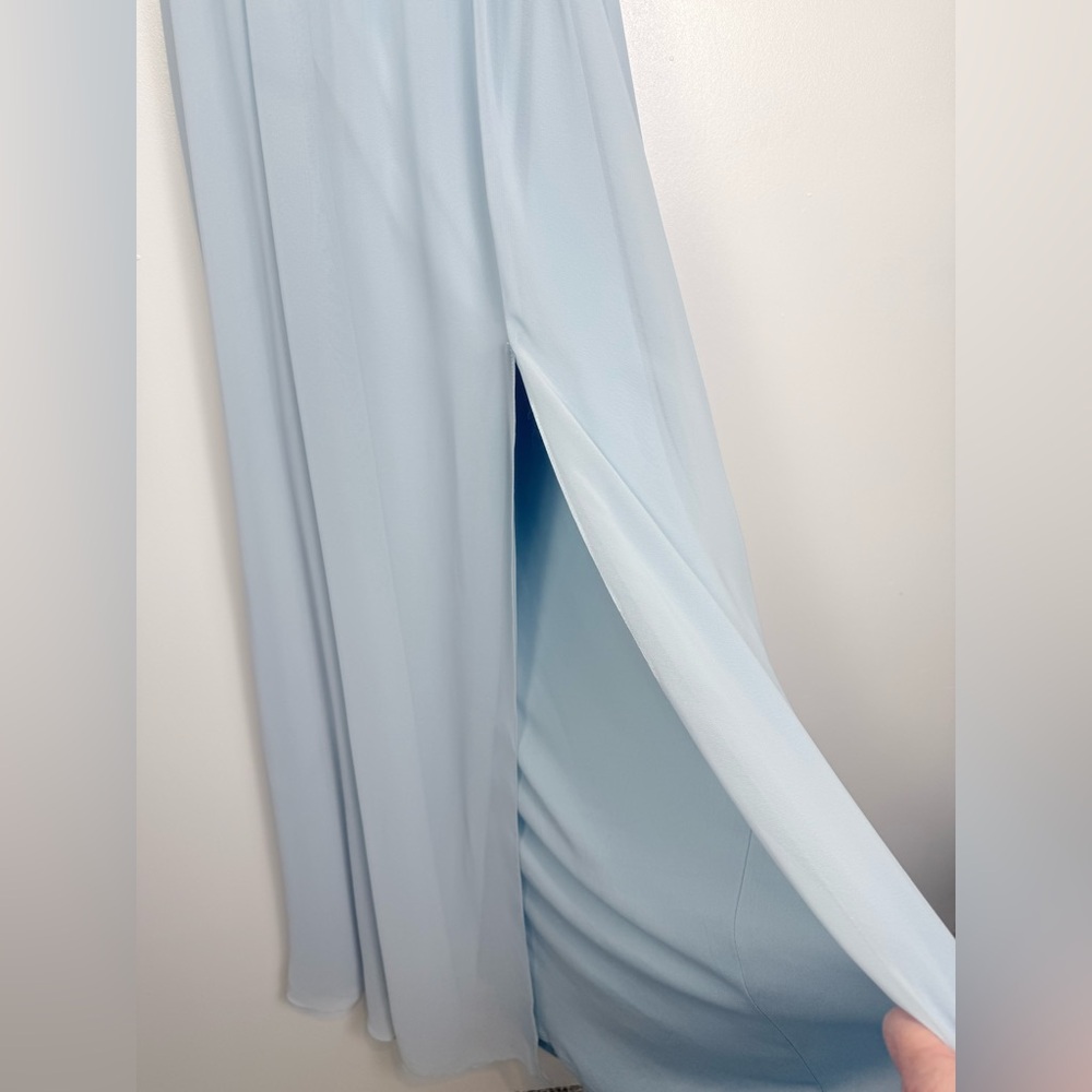 After Six Strapless Sweetheart Neckline Charmusse Sky Blue Chiffon Evening Gown - Picture 5 of 7